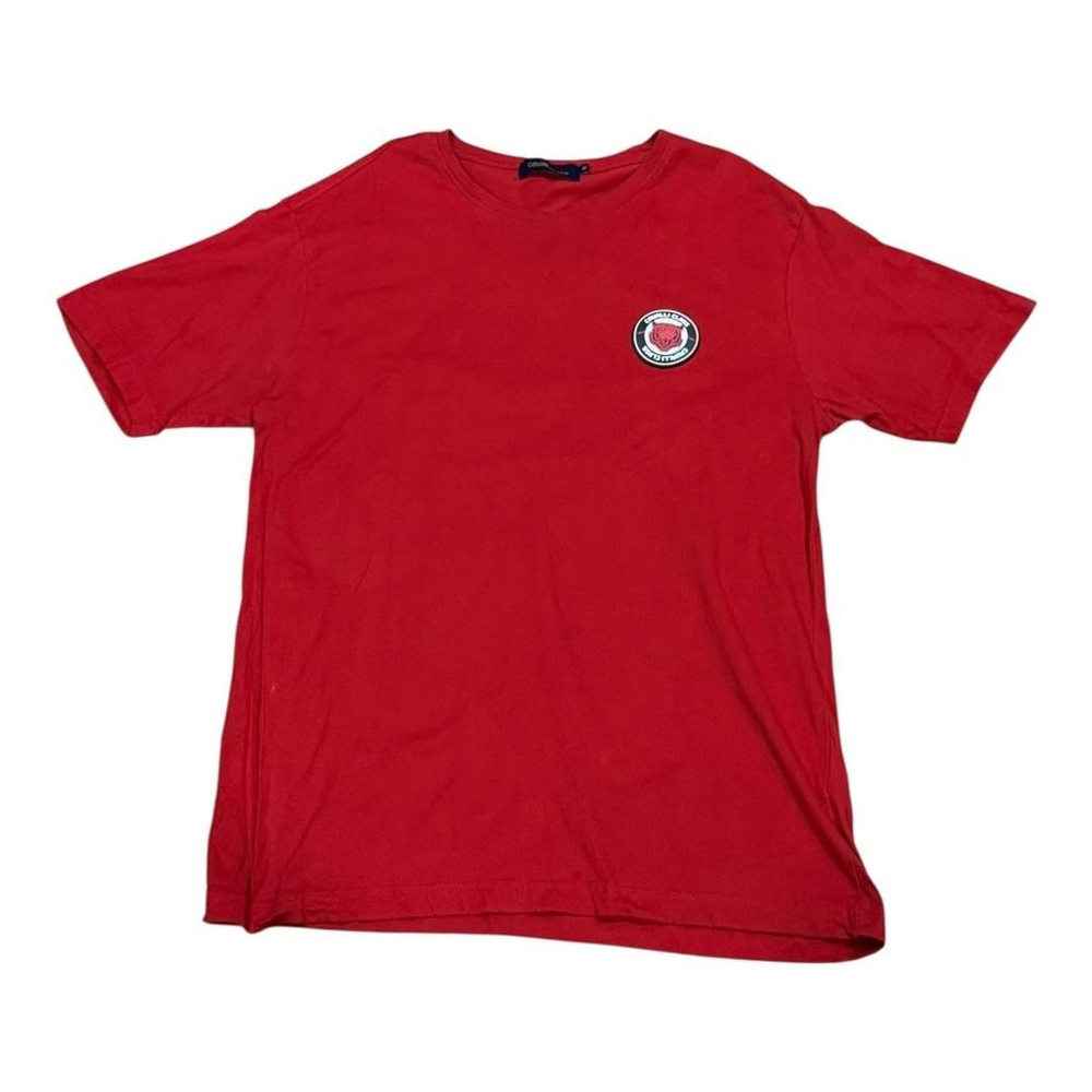 Cavalli Class Shirt Mens Medium Red Tiger Patch Roberto Cavalli Crewneck Cotton